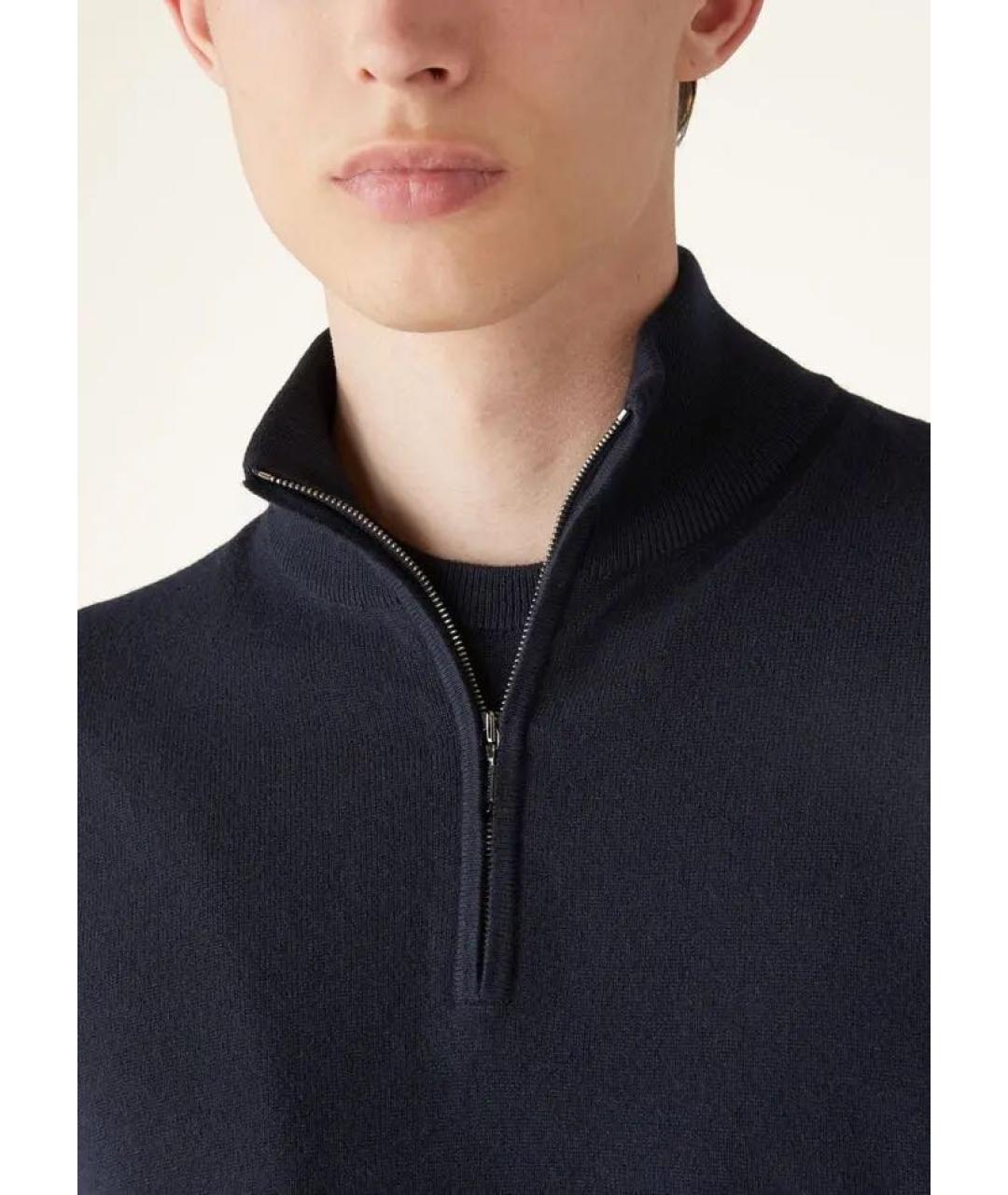 LORO PIANA Темно-синее поло с длинным рукавом, фото 4