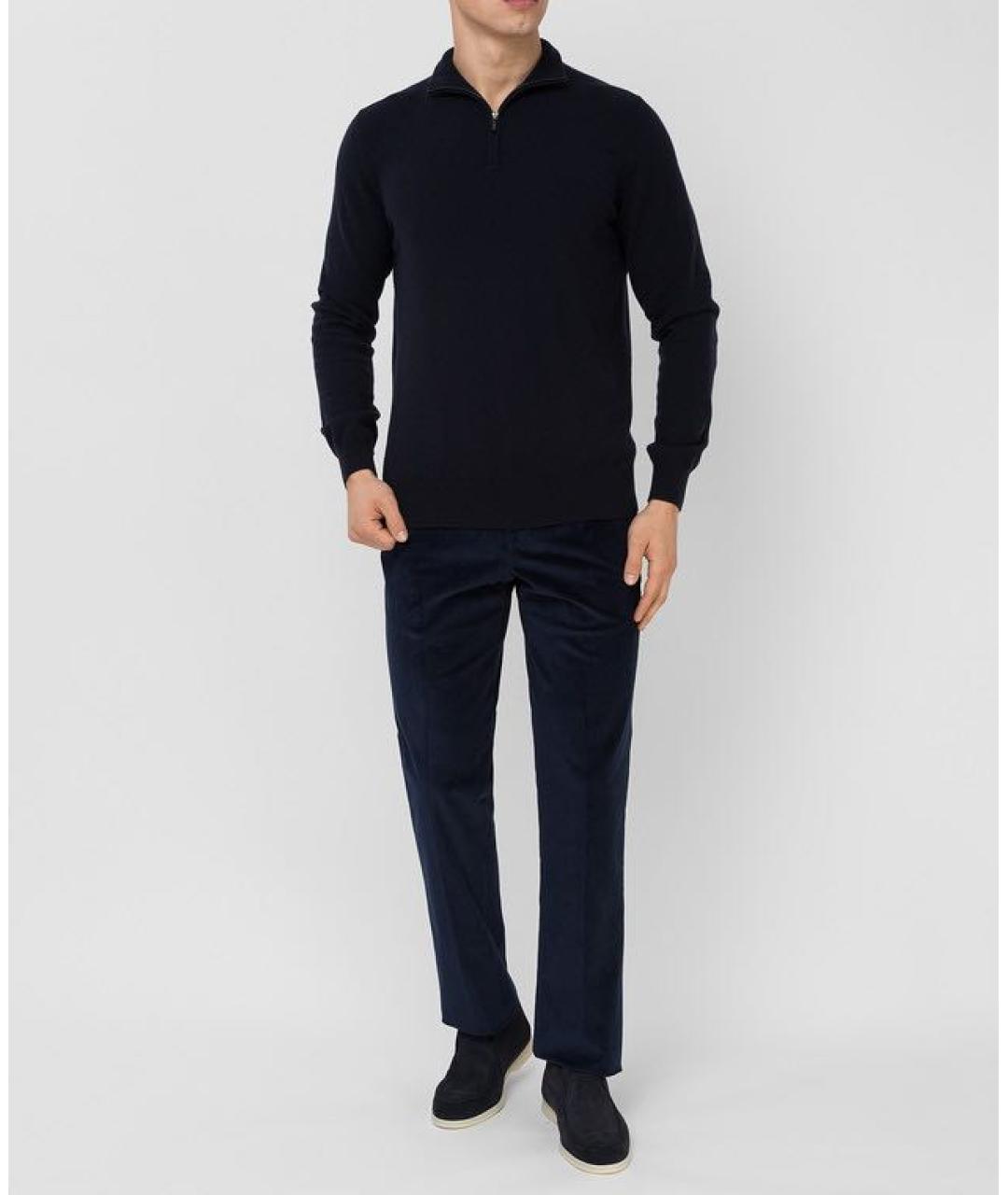 LORO PIANA Темно-синее поло с длинным рукавом, фото 5