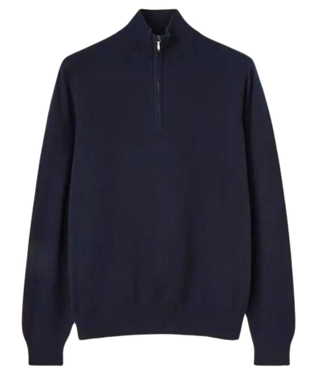 LORO PIANA Темно-синее поло с длинным рукавом, фото 1