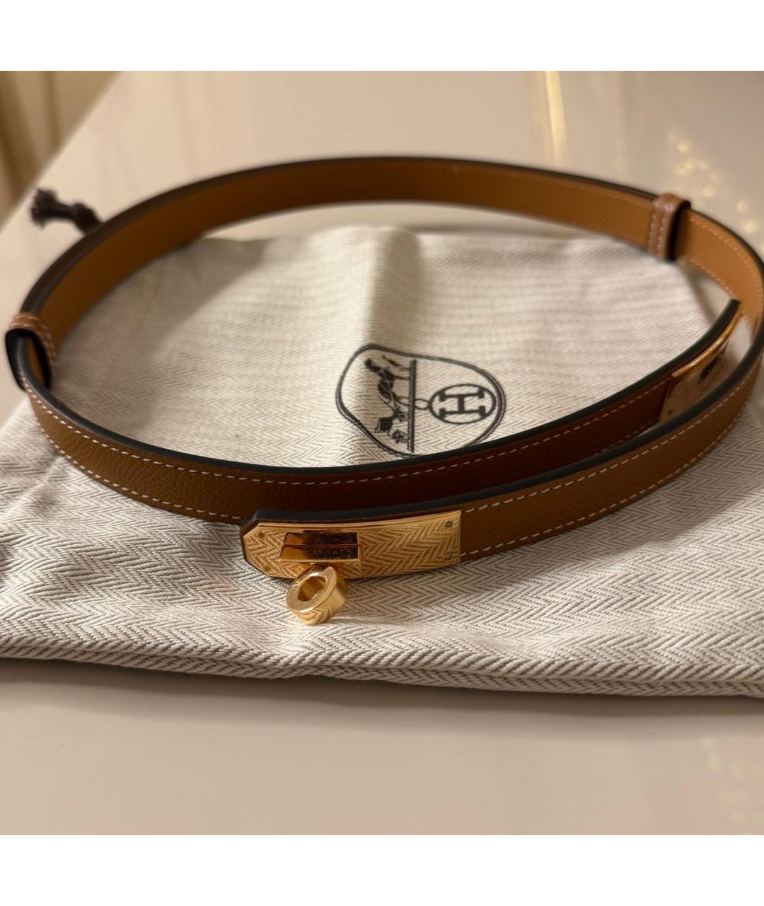 HERMES Коричневый кожаный ремень, фото 4