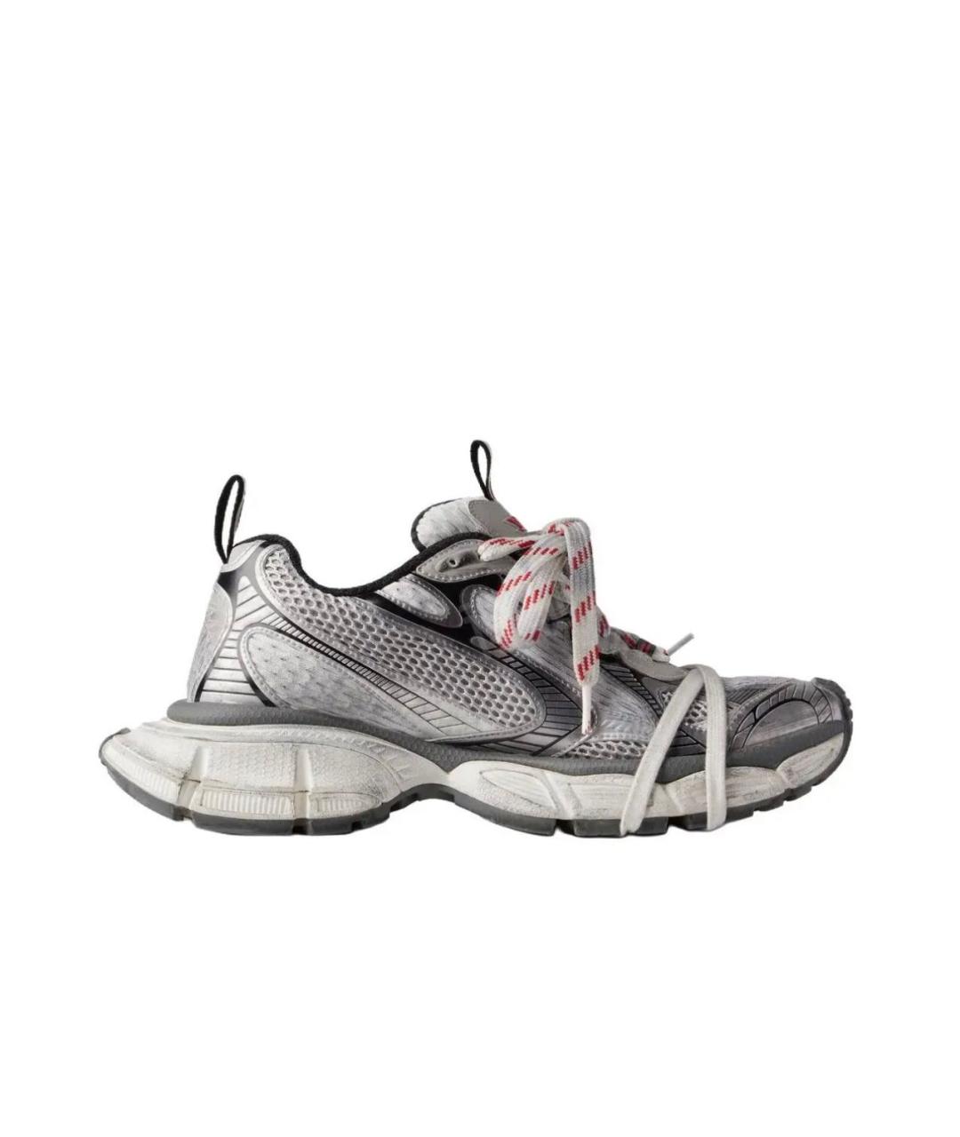 BALENCIAGA Серебряные текстильные низкие кроссовки / кеды, фото 7