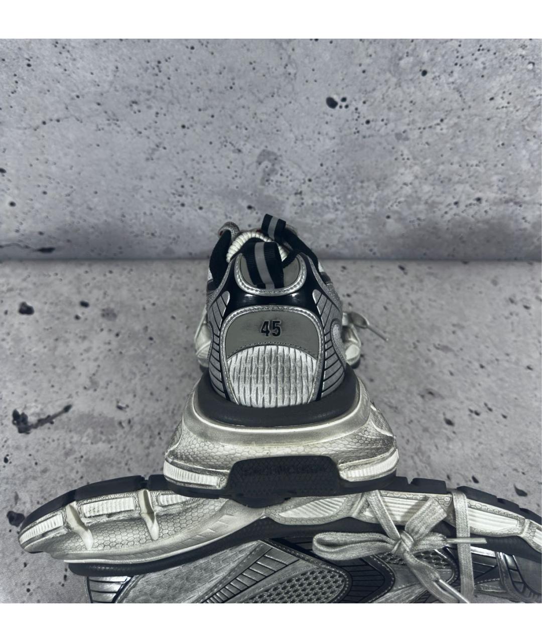 BALENCIAGA Серебряные текстильные низкие кроссовки / кеды, фото 4