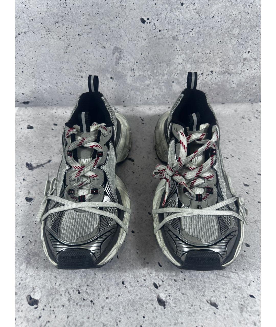 BALENCIAGA Серебряные текстильные низкие кроссовки / кеды, фото 2