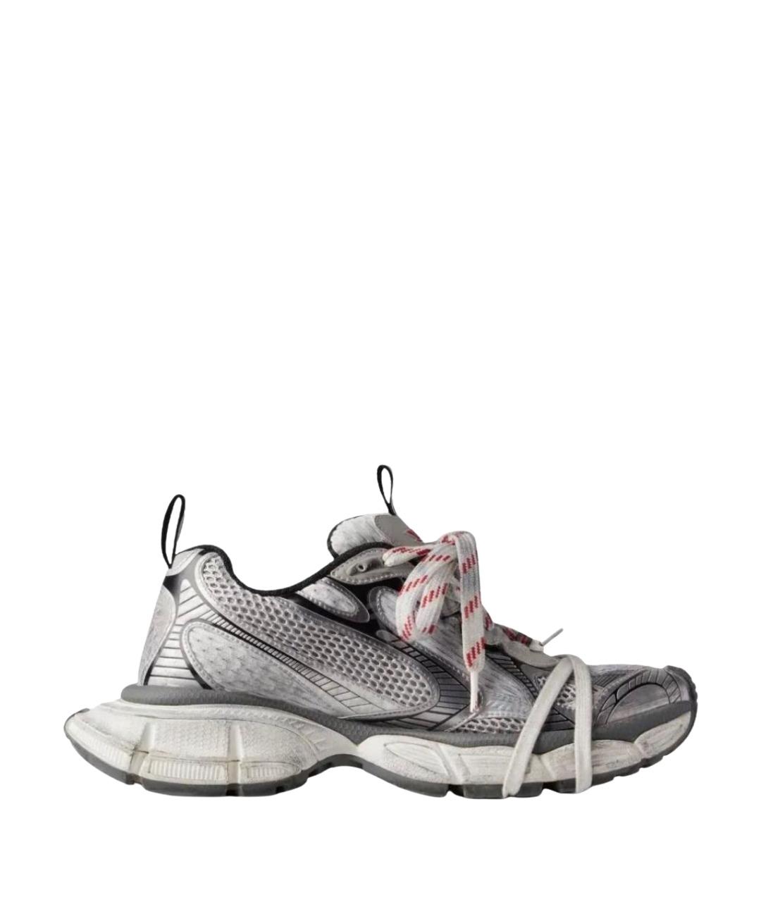 BALENCIAGA Серебряные текстильные низкие кроссовки / кеды, фото 1