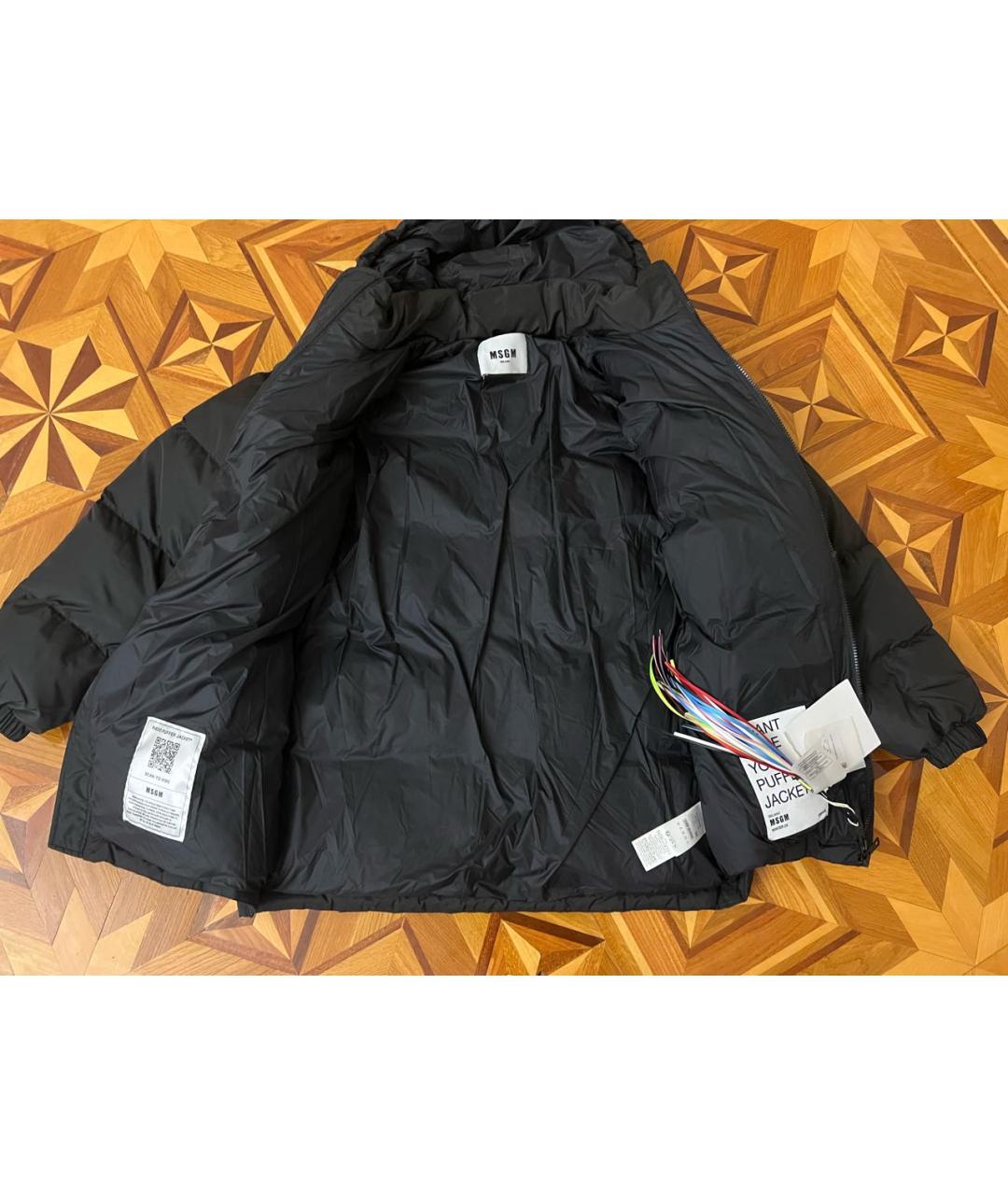 MSGM Черный полиэстеровый пуховик, фото 6