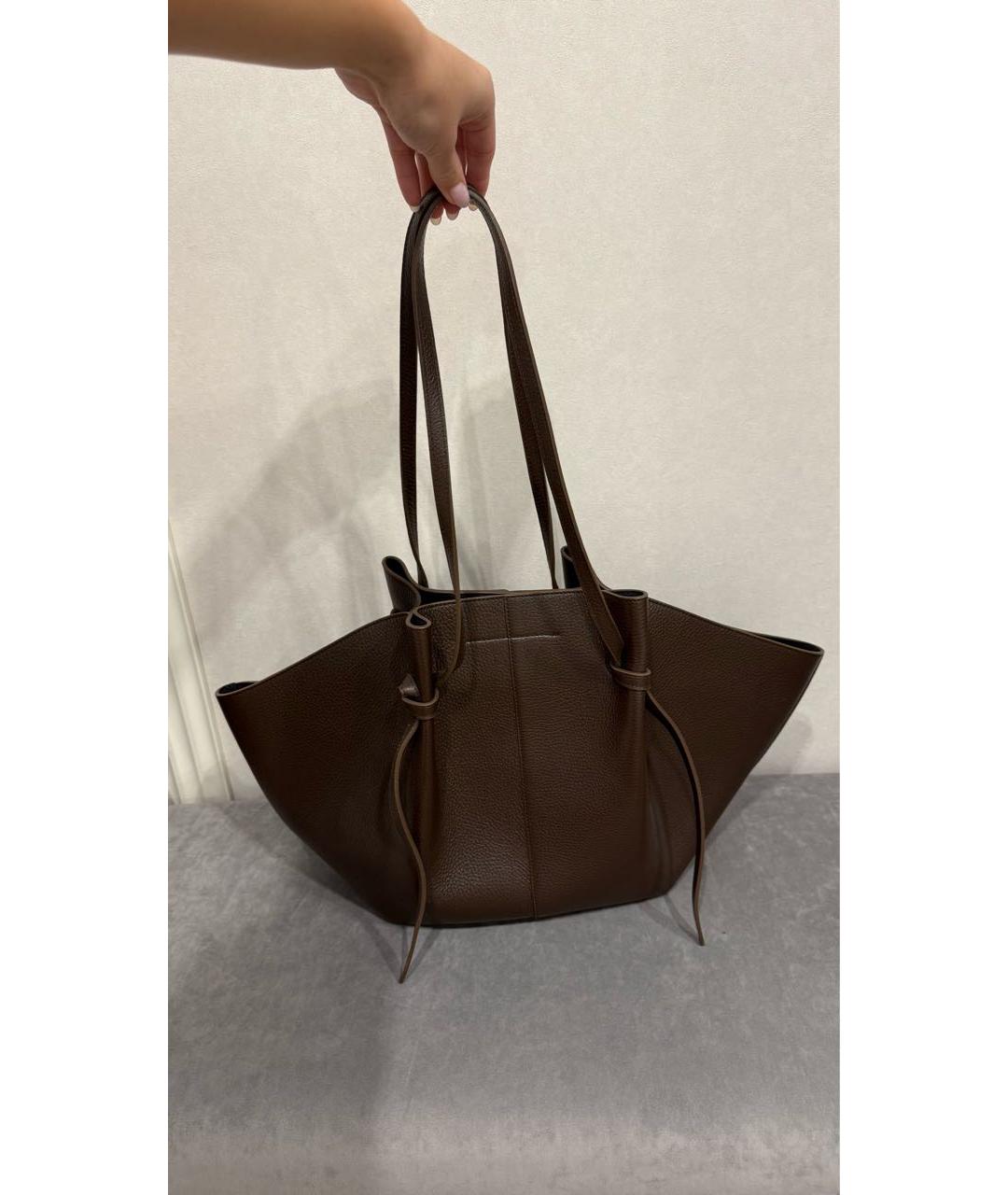 YUZEFI Коричневая кожаная сумка через плечо, фото 3