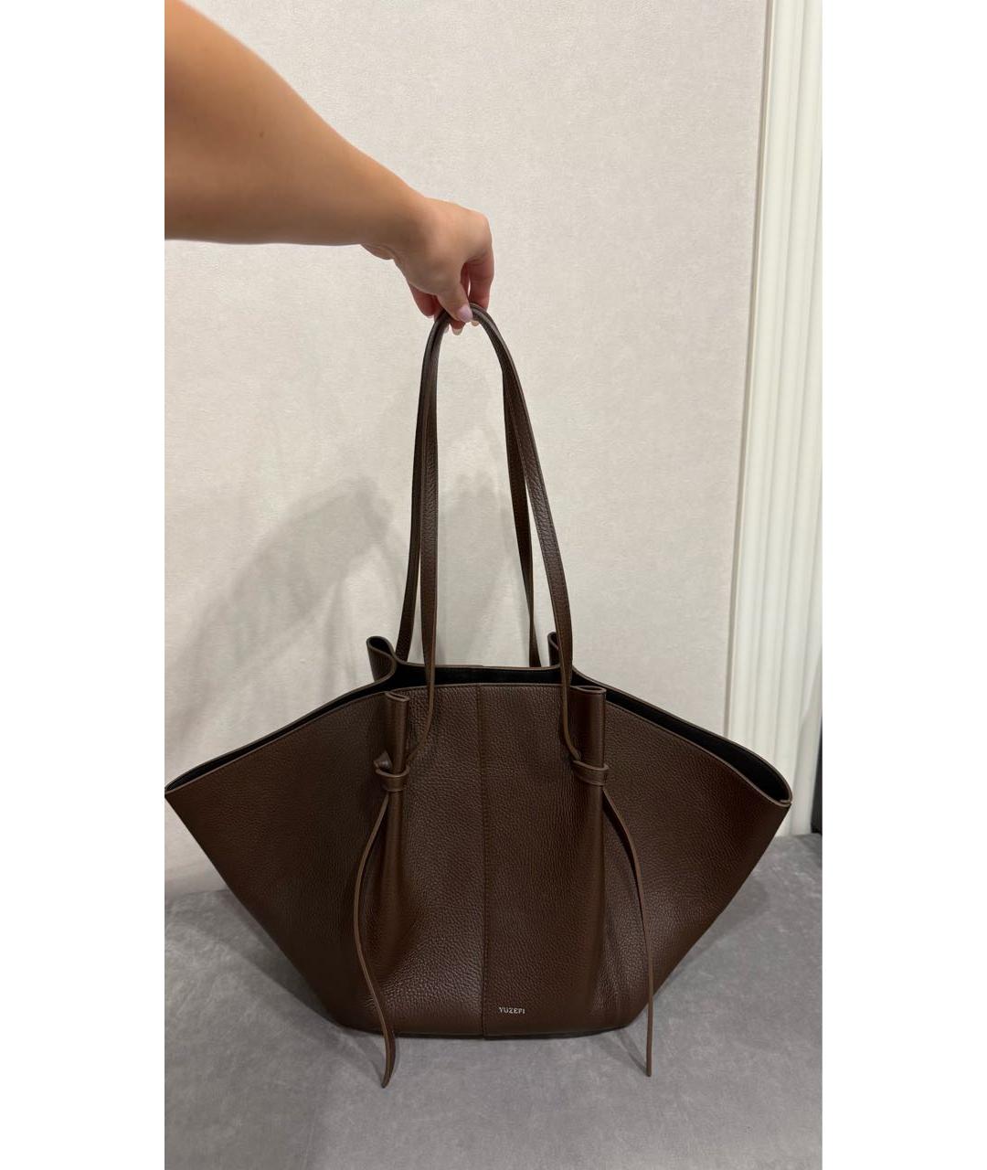 YUZEFI Коричневая кожаная сумка через плечо, фото 7
