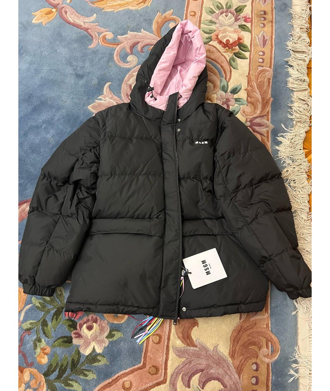 MSGM Черный полиэстеровый пуховик, фото 7