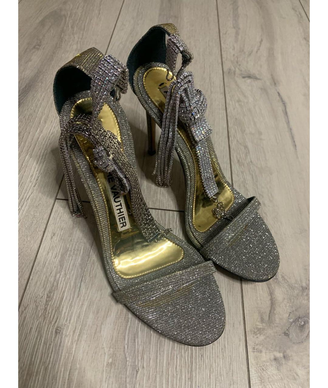 ALEXANDRE VAUTHIER Серебряные кожаные босоножки, фото 2