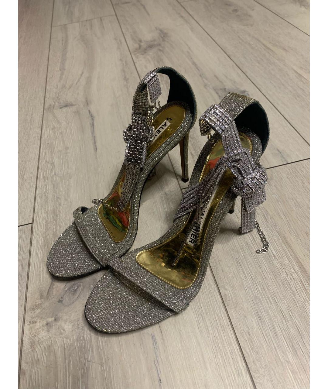 ALEXANDRE VAUTHIER Серебряные кожаные босоножки, фото 3