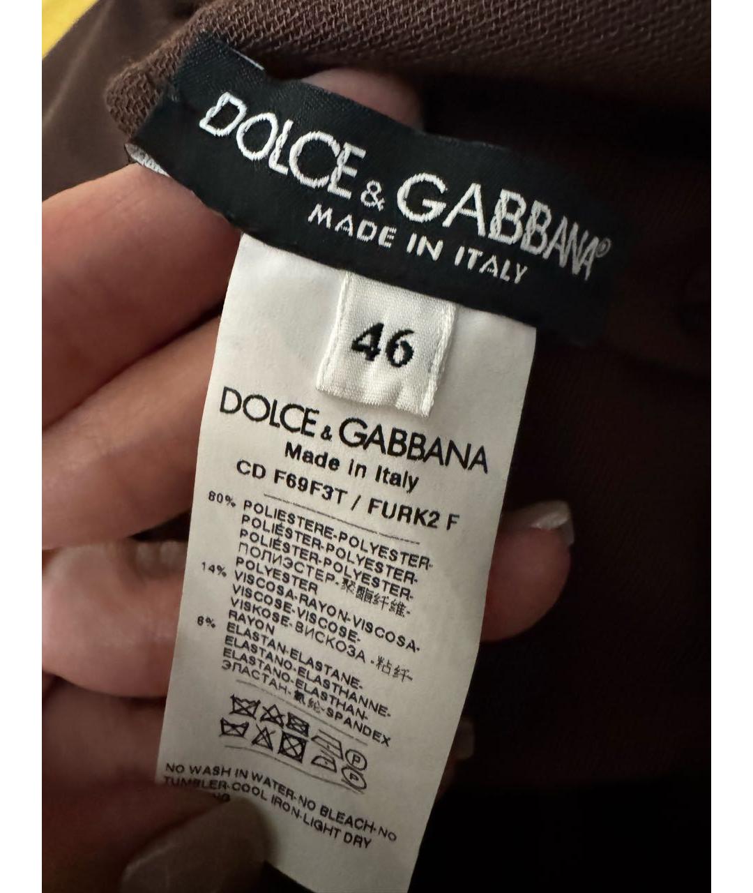 DOLCE&GABBANA Коричневое полиэстеровое коктейльное платье, фото 3