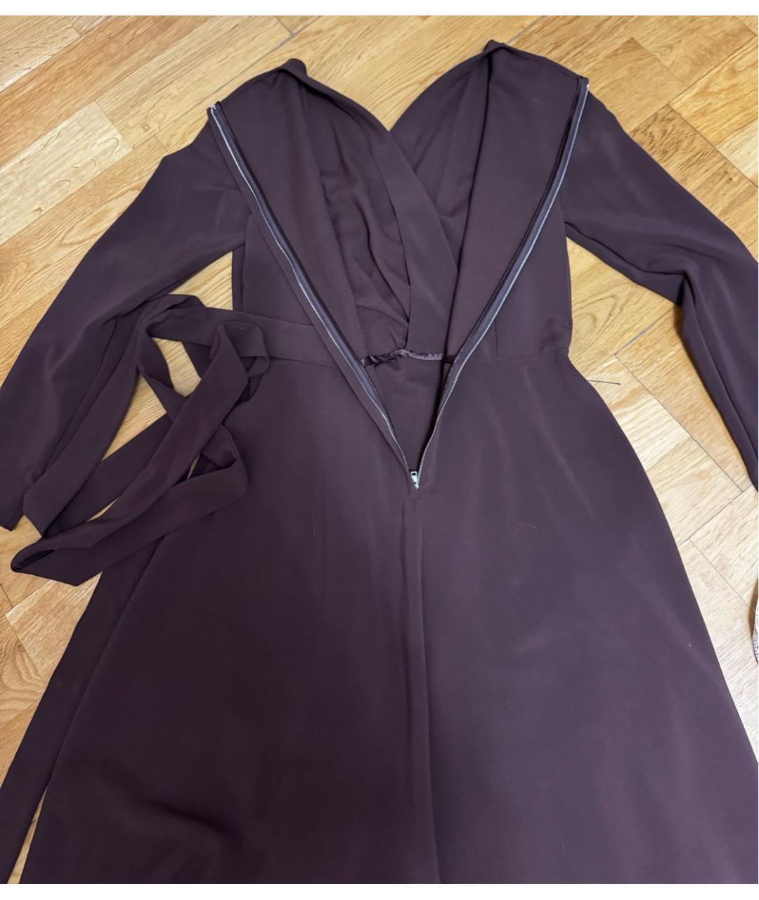 DOLCE&GABBANA Коричневое полиэстеровое коктейльное платье, фото 2