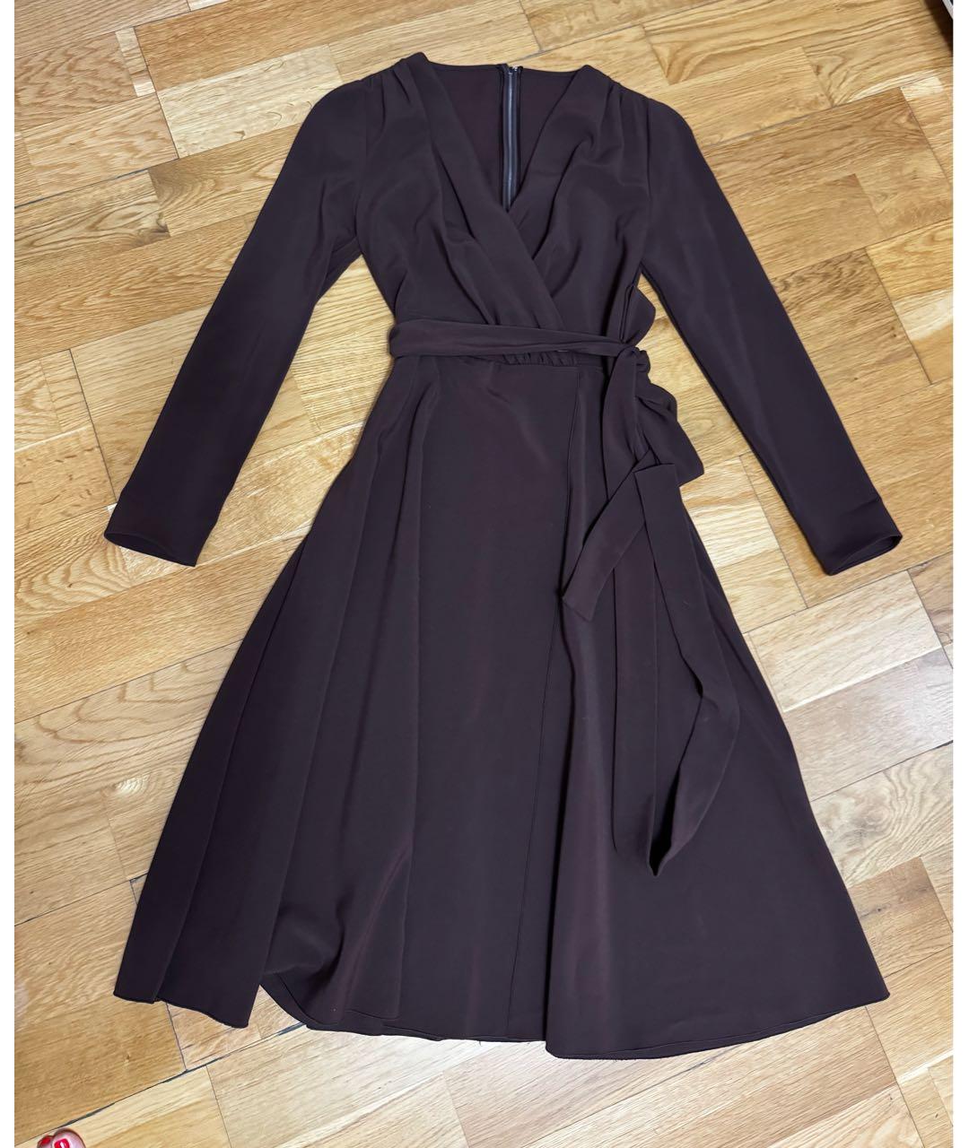 DOLCE&GABBANA Коричневое полиэстеровое коктейльное платье, фото 9