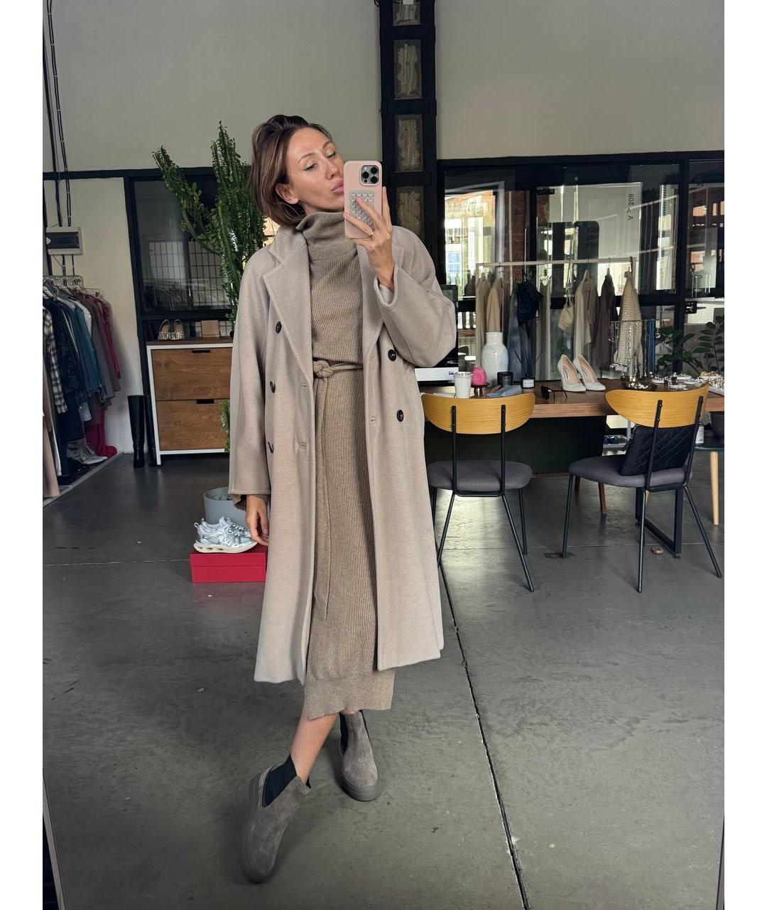 NANUSHKA Коричневое шерстяное повседневное платье, фото 5