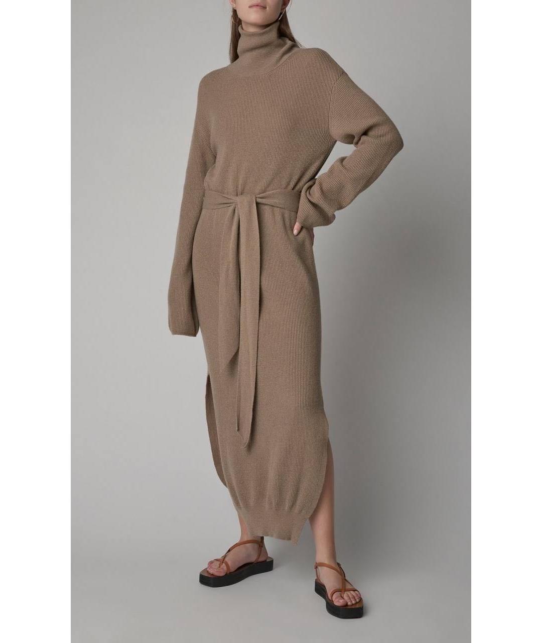 NANUSHKA Коричневое шерстяное повседневное платье, фото 6
