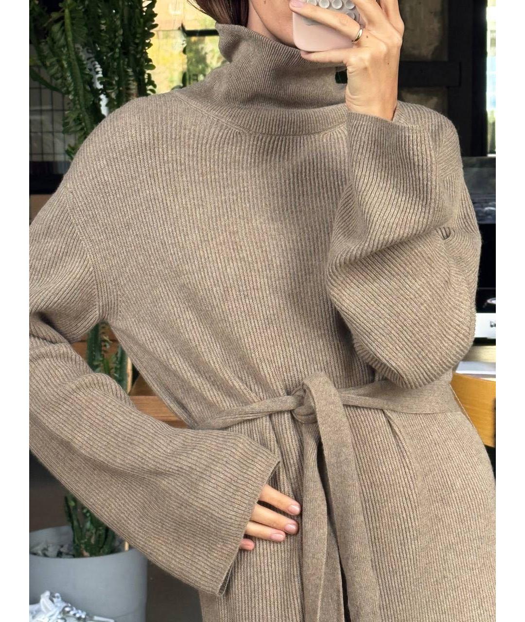 NANUSHKA Коричневое шерстяное повседневное платье, фото 3