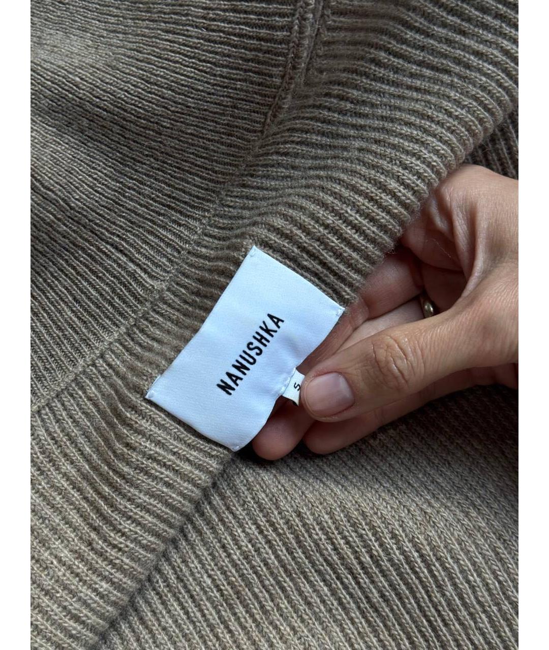 NANUSHKA Коричневое шерстяное повседневное платье, фото 2