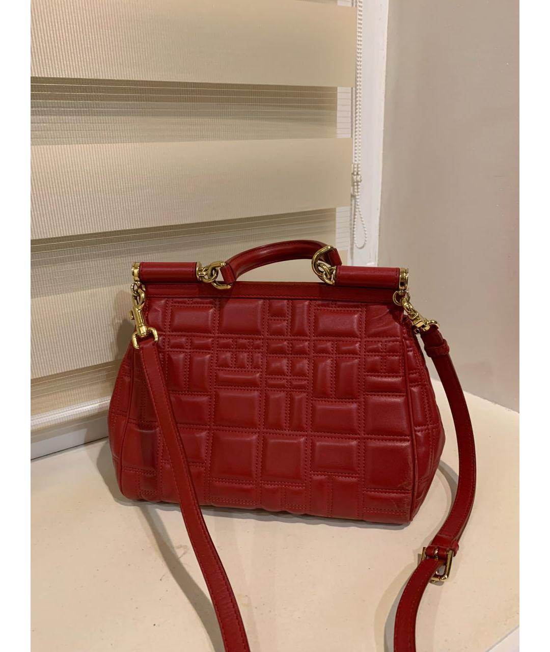 DOLCE&GABBANA Красная кожаная сумка с короткими ручками, фото 3