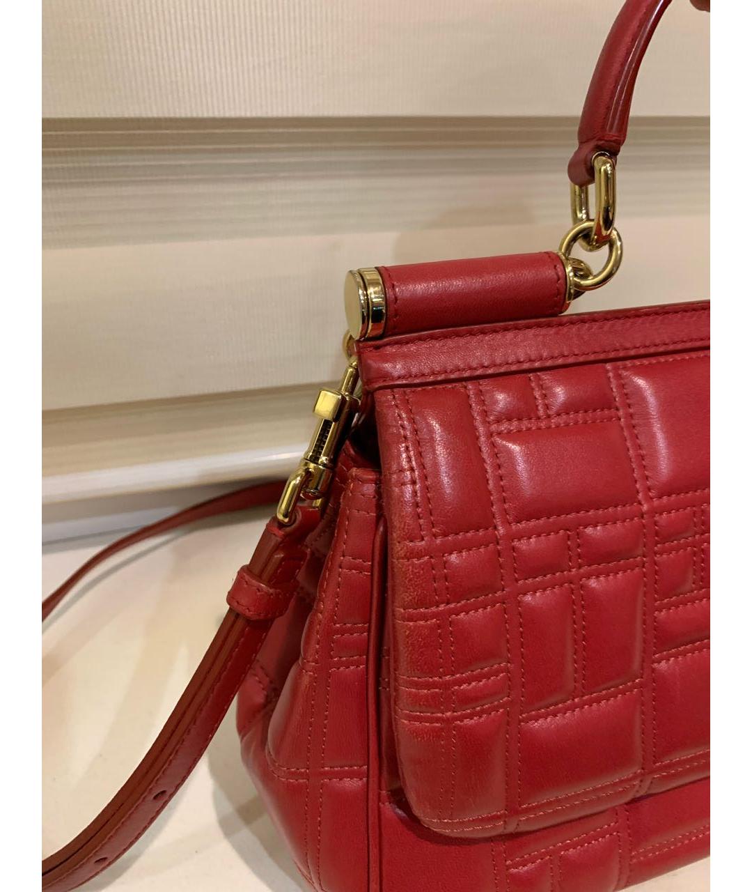 DOLCE&GABBANA Красная кожаная сумка с короткими ручками, фото 7