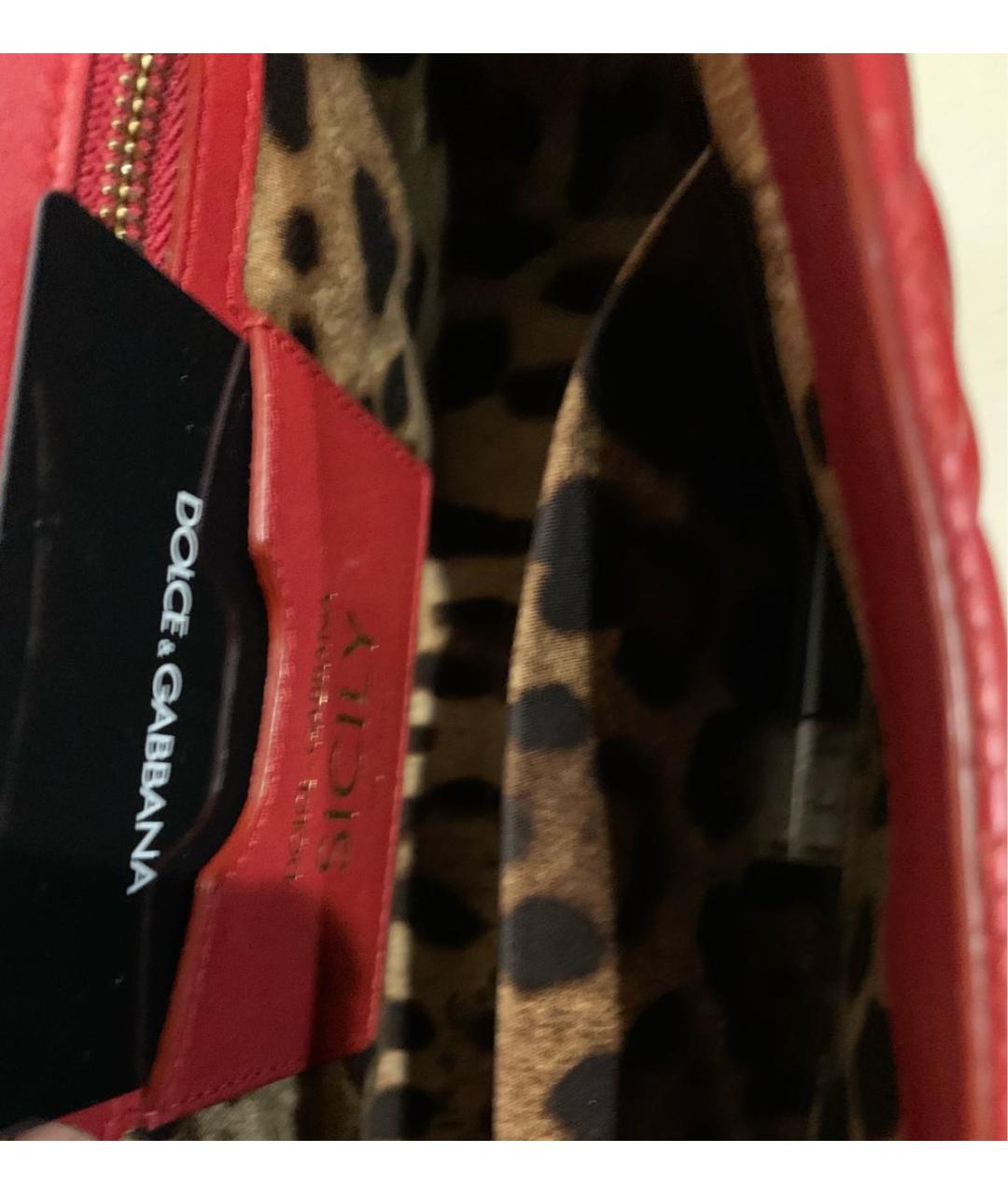 DOLCE&GABBANA Красная кожаная сумка с короткими ручками, фото 4