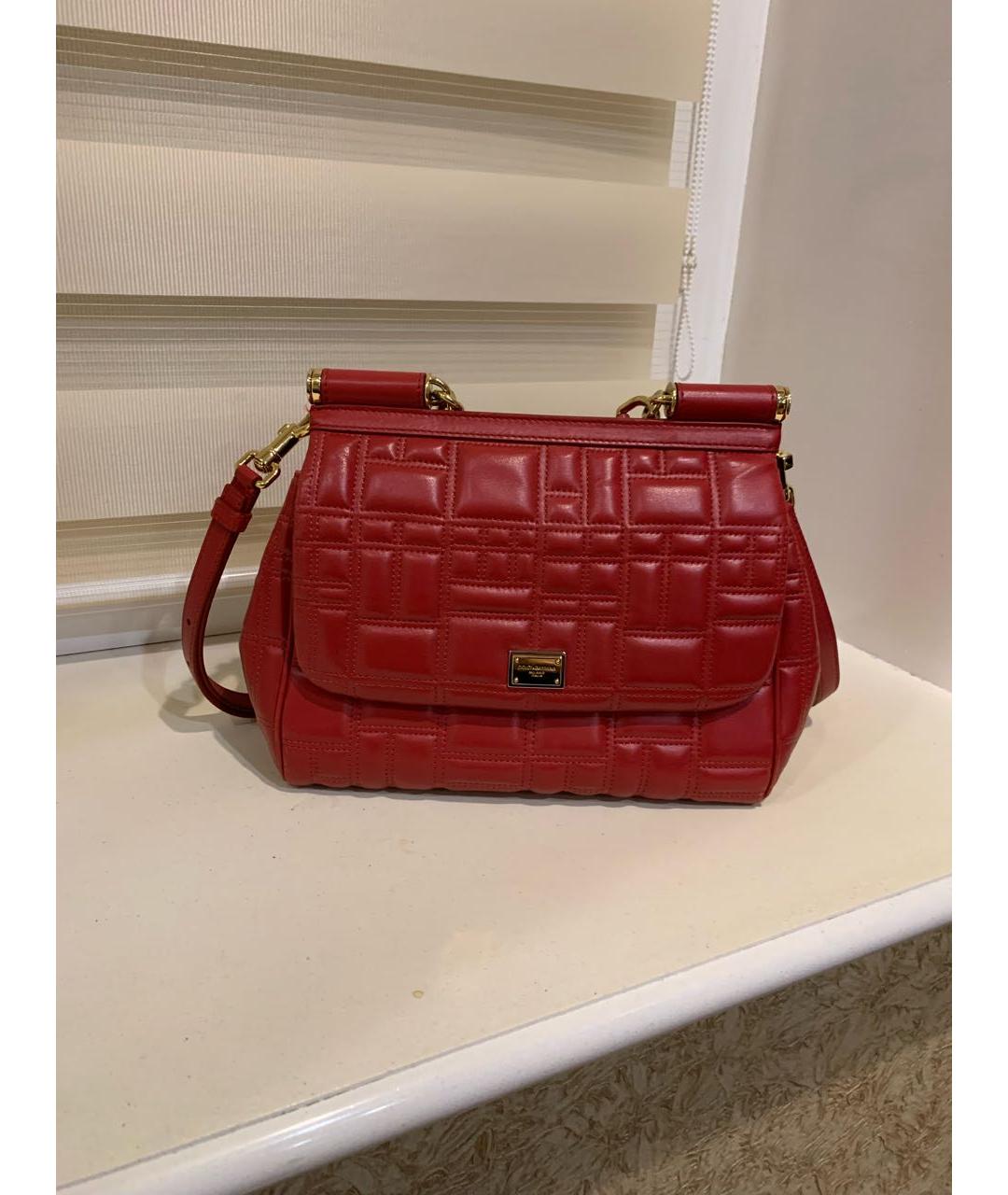 DOLCE&GABBANA Красная кожаная сумка с короткими ручками, фото 9