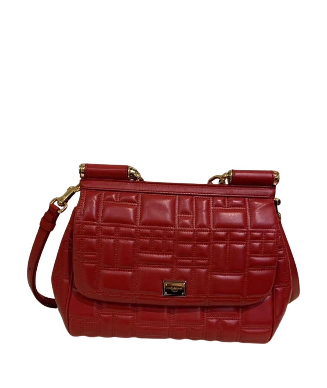 DOLCE&GABBANA Красная кожаная сумка с короткими ручками, фото 1