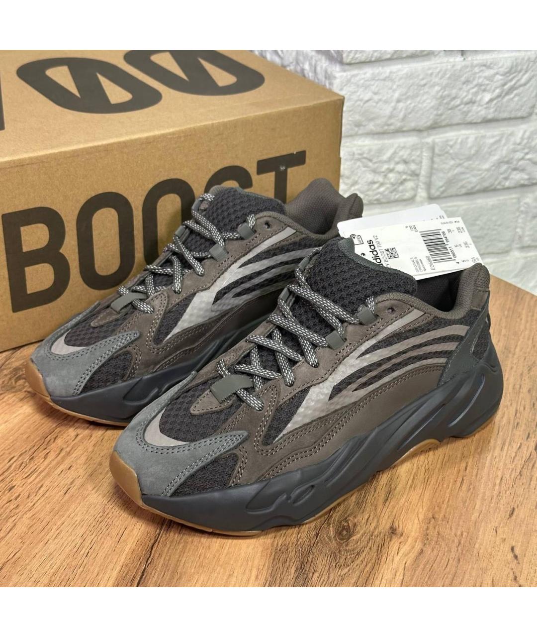 ADIDAS YEEZY Хаки текстильные кроссовки, фото 6