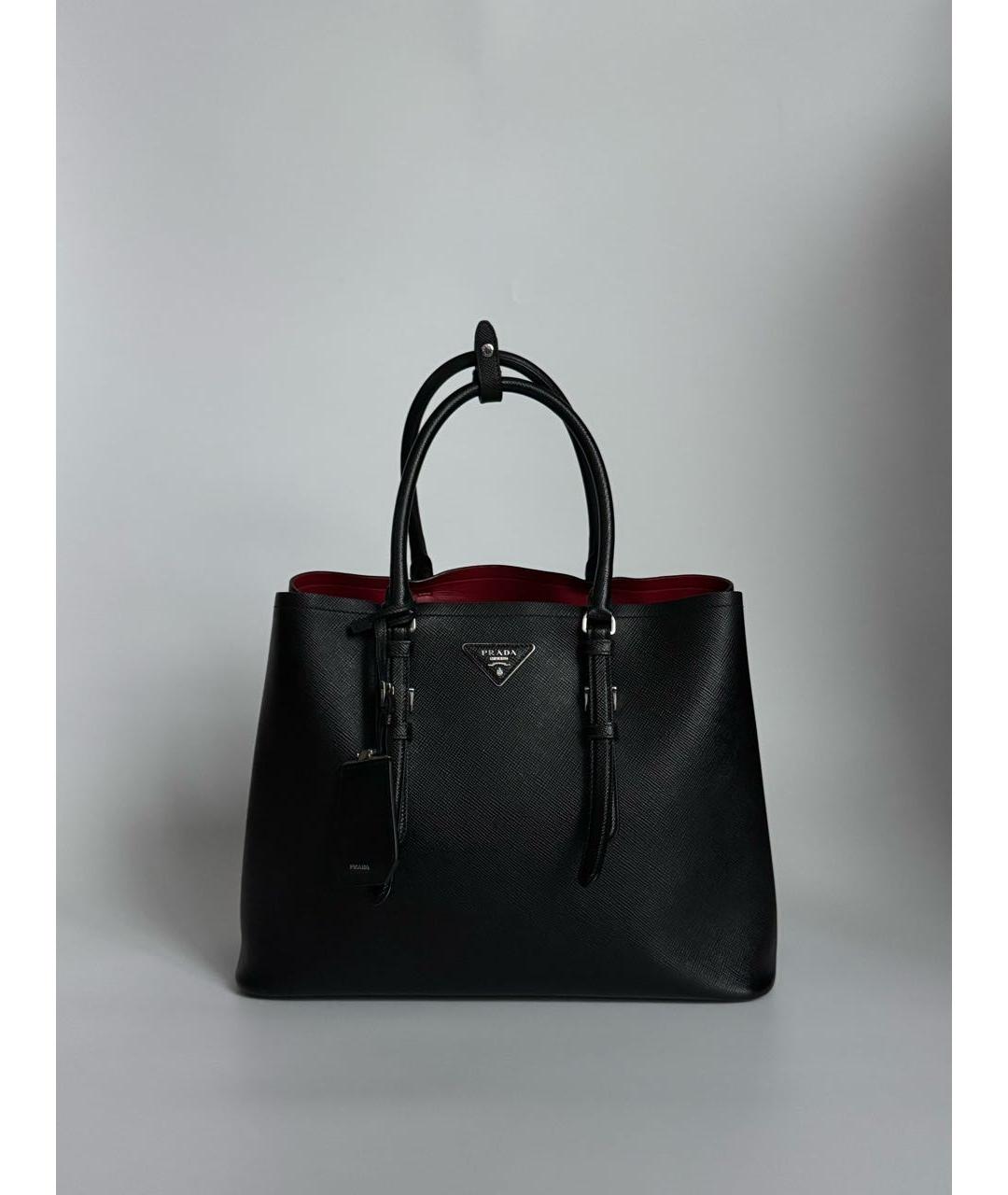 PRADA Черная кожаная сумка с короткими ручками, фото 2