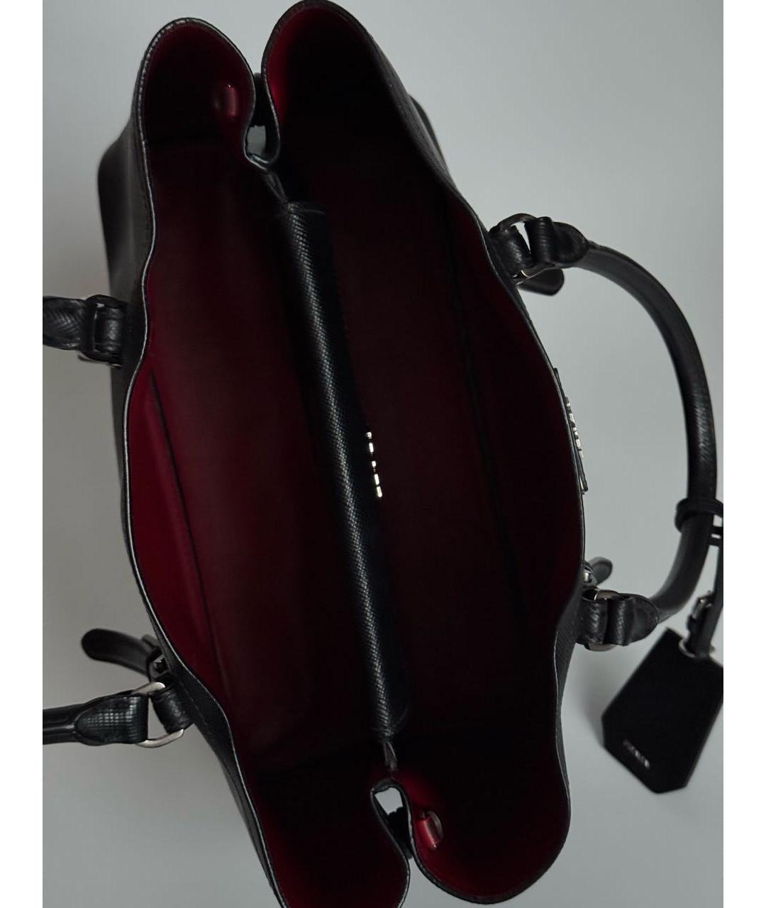 PRADA Черная кожаная сумка с короткими ручками, фото 5