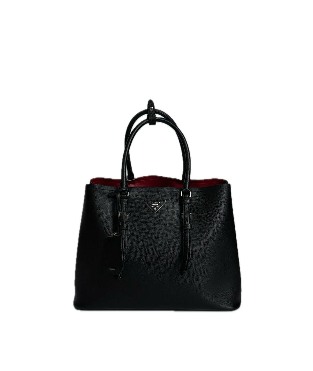 PRADA Черная кожаная сумка с короткими ручками, фото 1