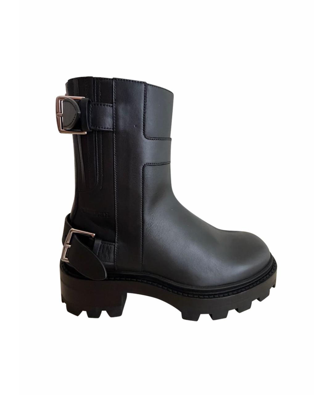 HERMES Черные кожаные полусапоги, фото 1