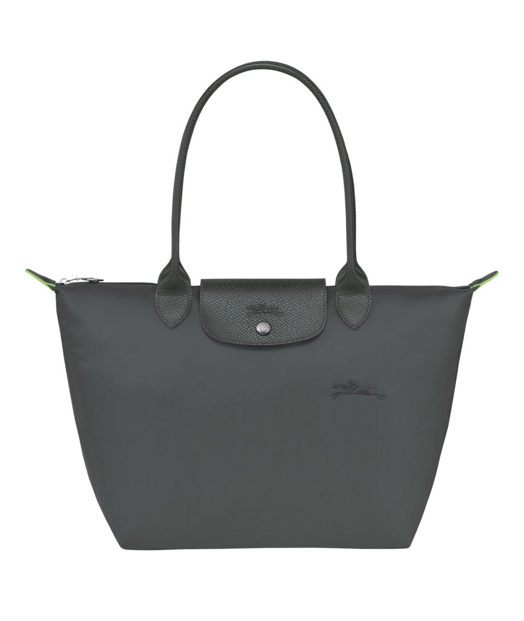 LONGCHAMP Серая кожаная сумка с короткими ручками, фото 7