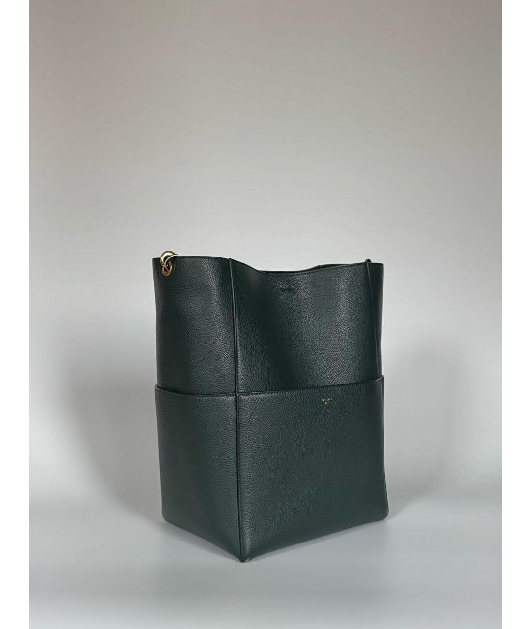 CELINE Зеленая кожаная сумка через плечо, фото 2