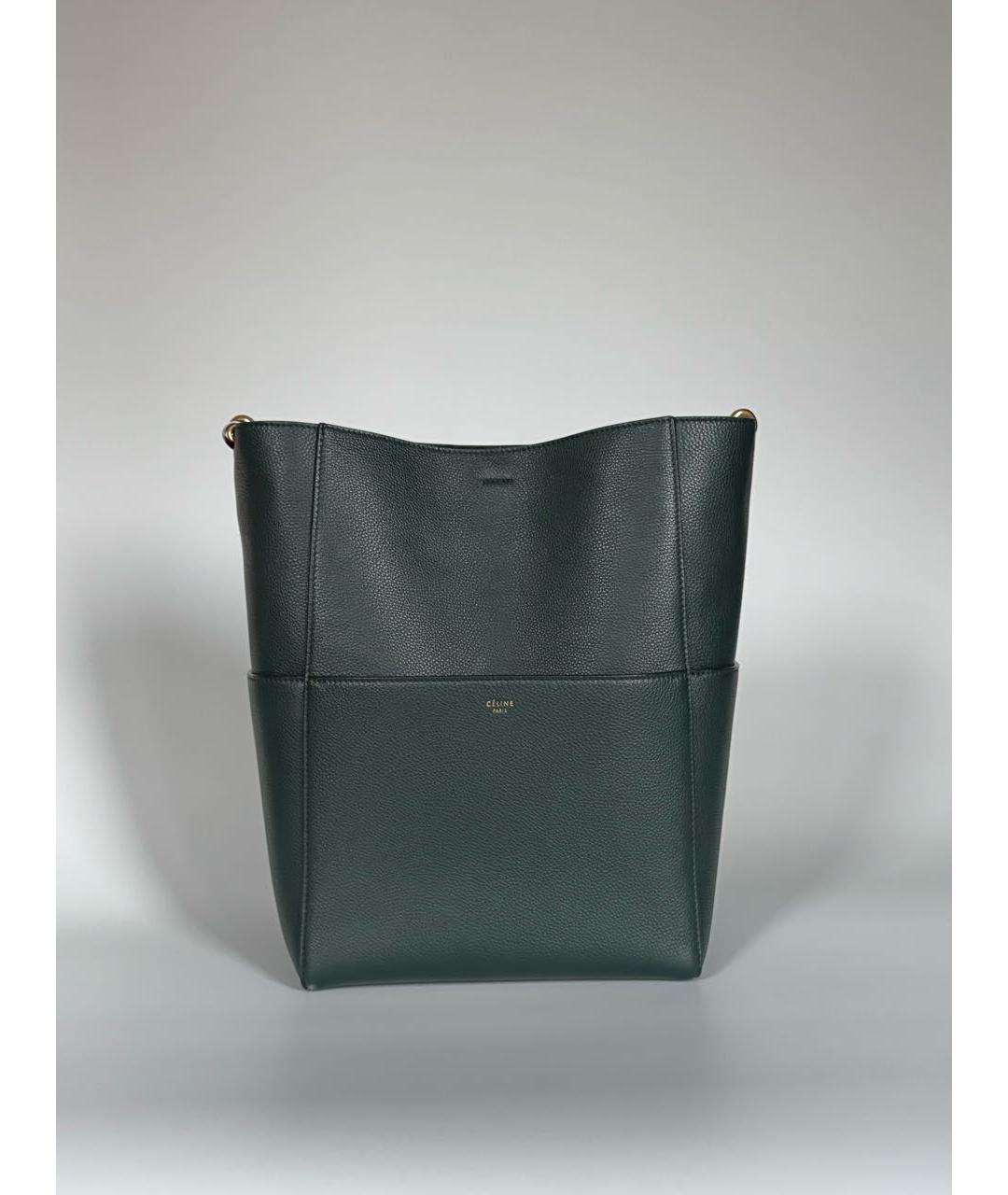 CELINE Зеленая кожаная сумка через плечо, фото 9