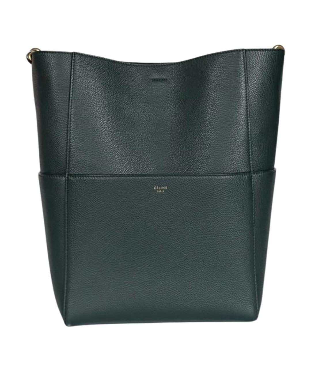CELINE Зеленая кожаная сумка через плечо, фото 1