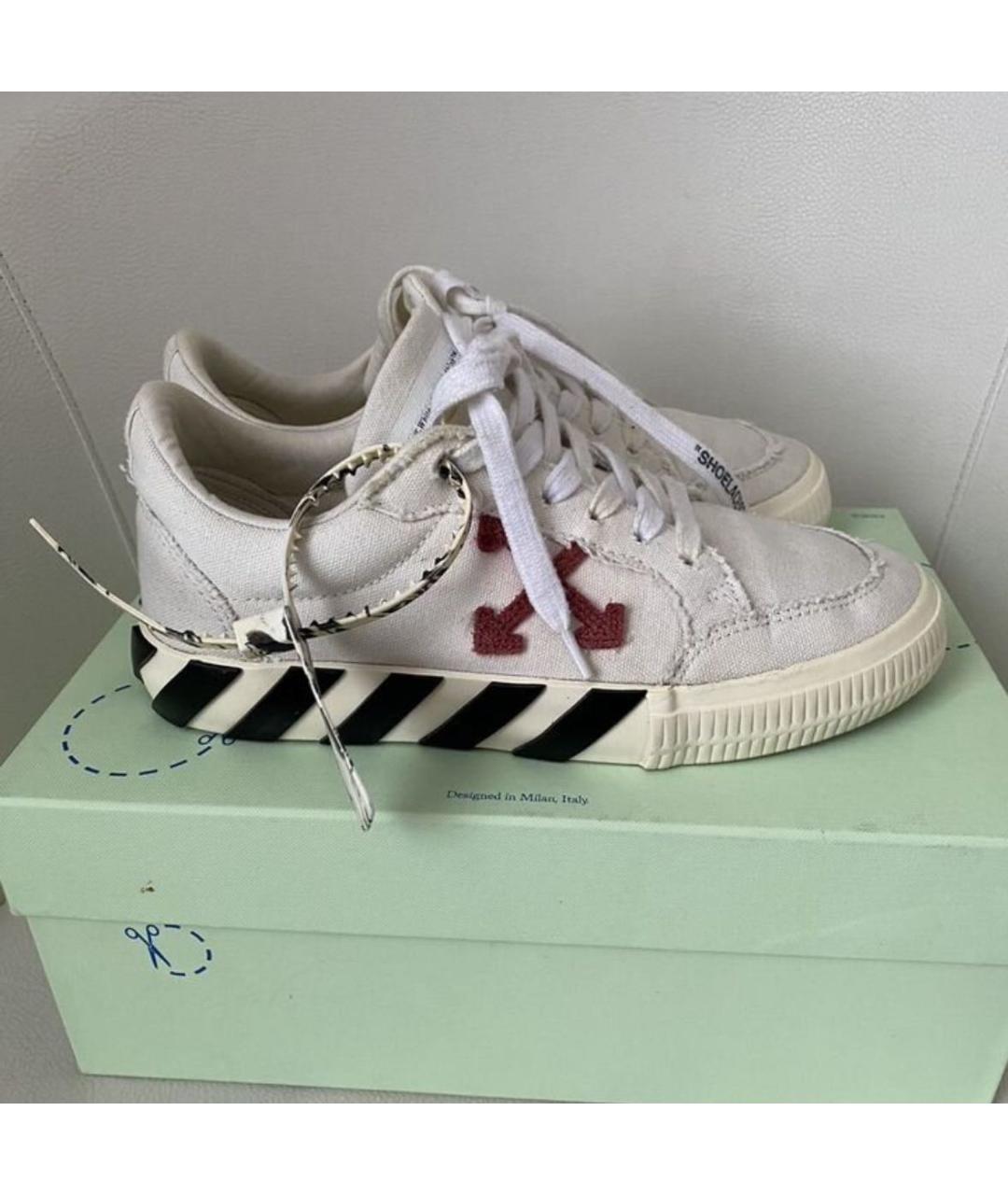 OFF-WHITE Белые текстильные кеды, фото 7