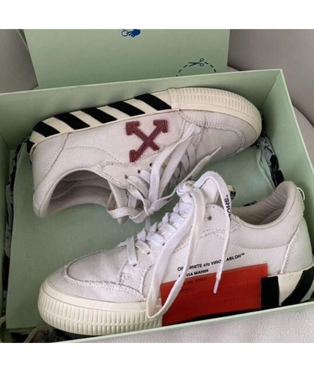 OFF-WHITE Белые текстильные кеды, фото 5