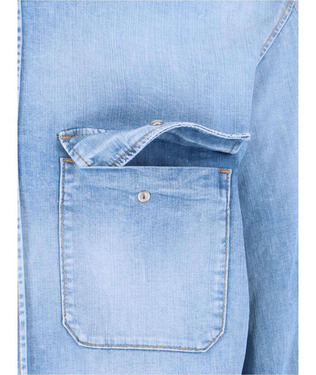 DSQUARED2 Синяя хлопковая кэжуал рубашка, фото 4