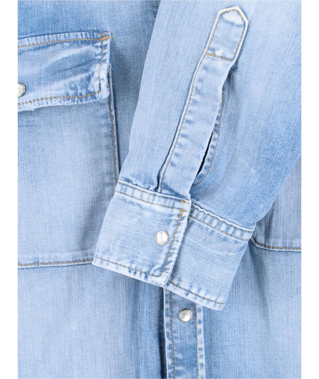 DSQUARED2 Синяя хлопковая кэжуал рубашка, фото 5