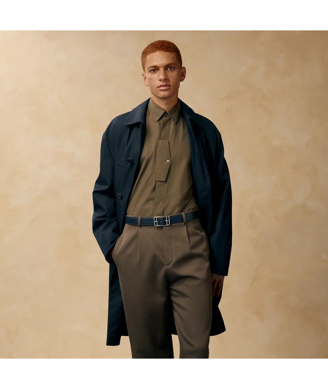 HERMES Темно-синий кожаный ремень, фото 3