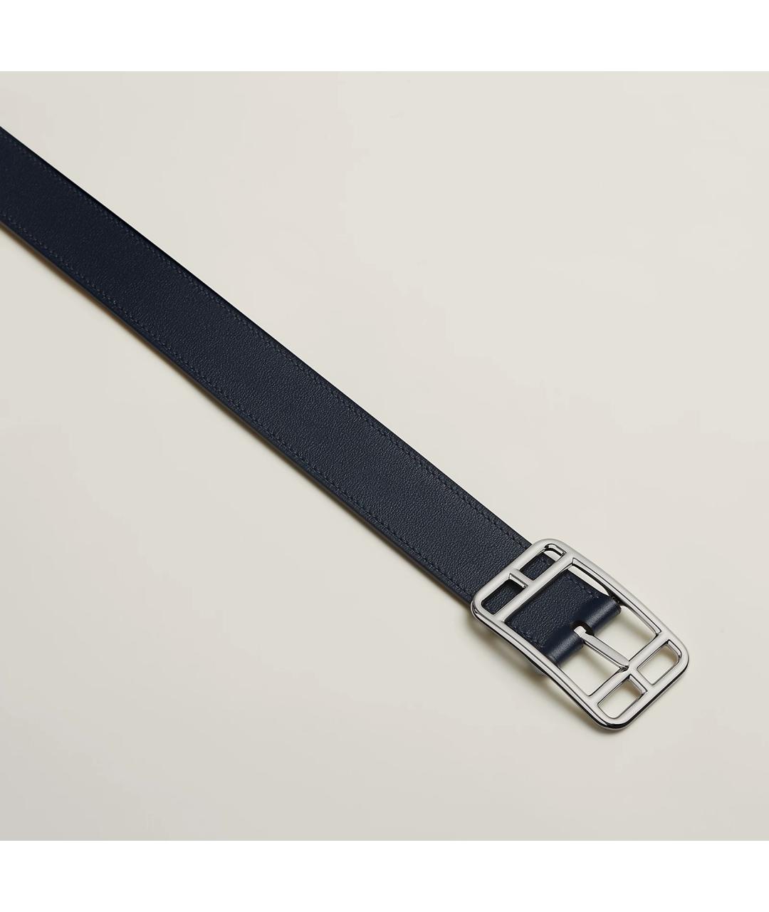 HERMES Темно-синий кожаный ремень, фото 2