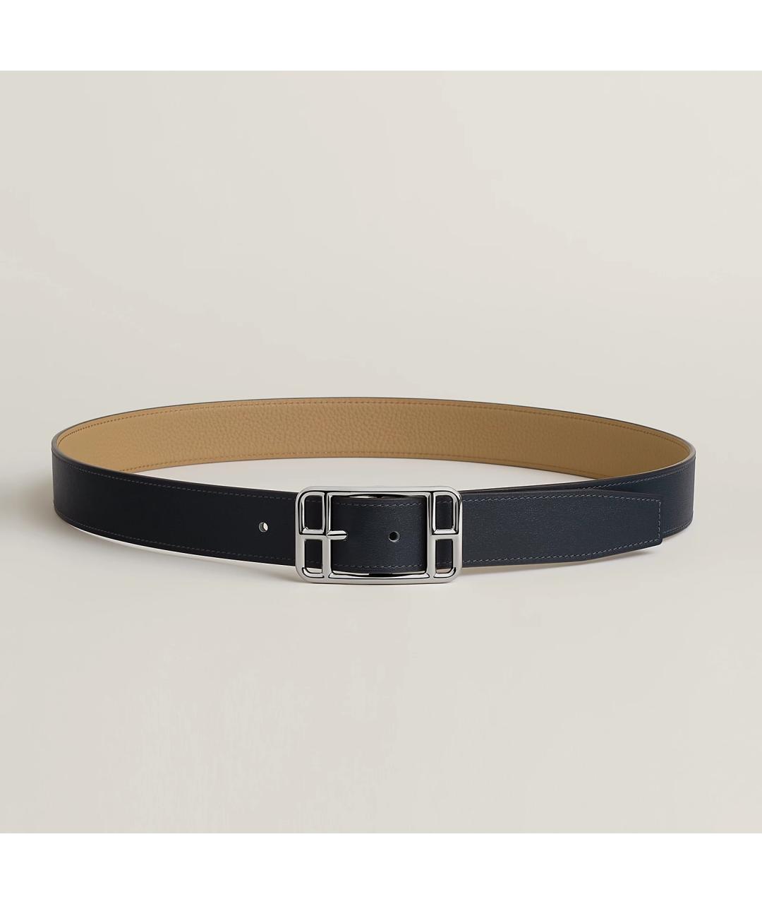 HERMES Темно-синий кожаный ремень, фото 4