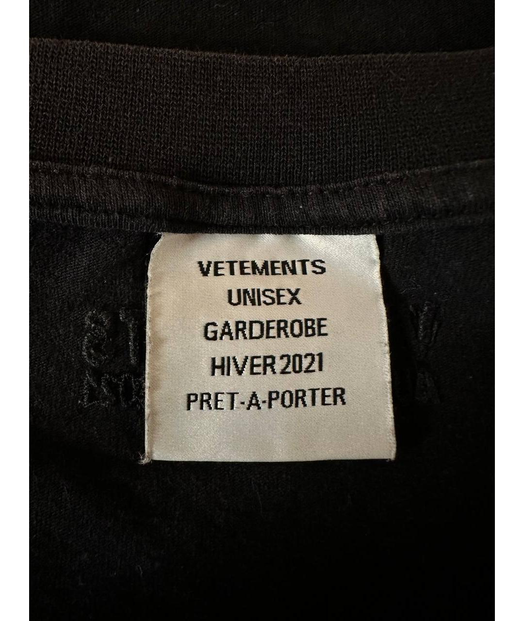 VETEMENTS Черная хлопковая футболка, фото 4
