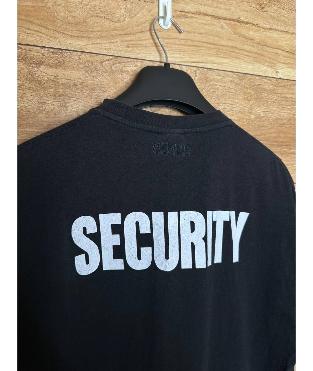 VETEMENTS Черная хлопковая футболка, фото 3