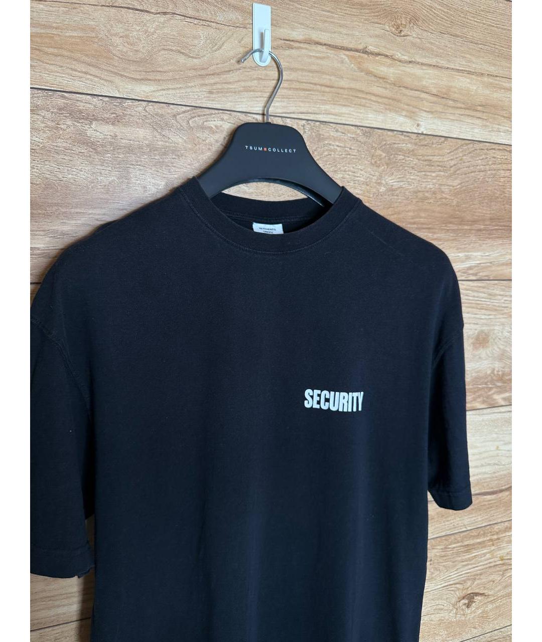 VETEMENTS Черная хлопковая футболка, фото 2