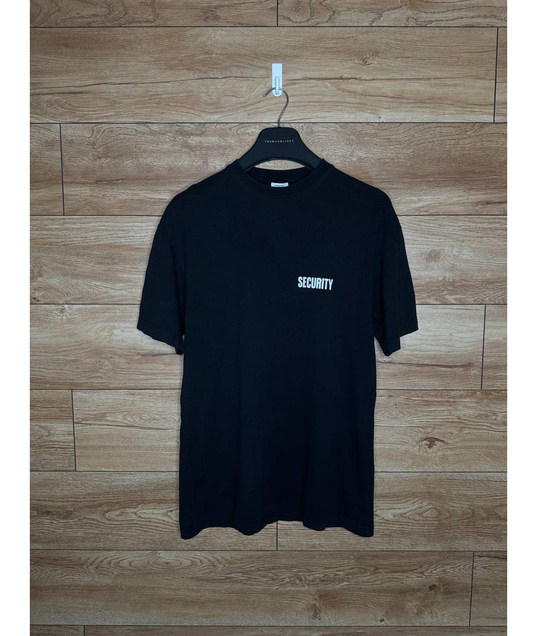 VETEMENTS Черная хлопковая футболка, фото 6