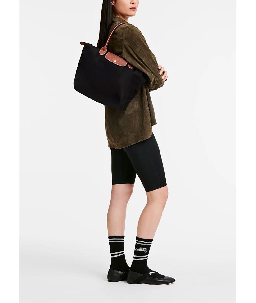 LONGCHAMP Черная кожаная сумка тоут, фото 5