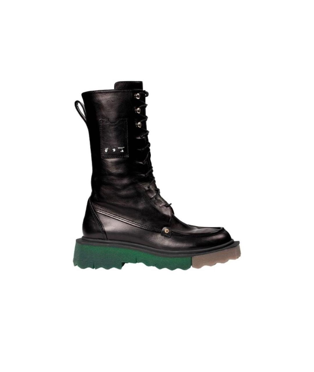 OFF-WHITE Черные кожаные ботинки, фото 1