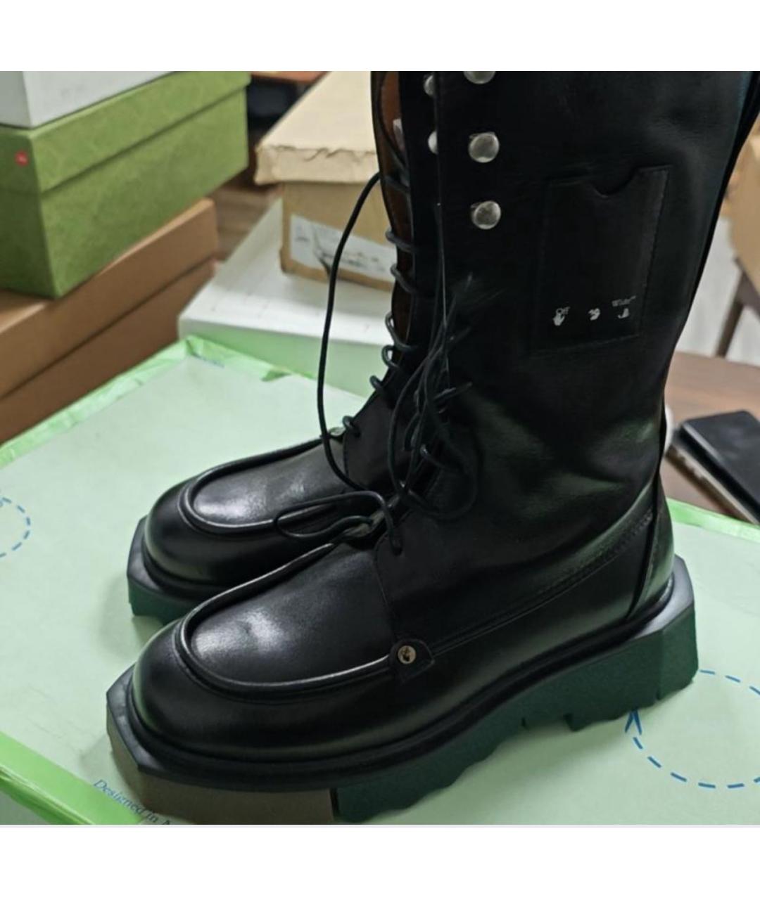 OFF-WHITE Черные кожаные ботинки, фото 8