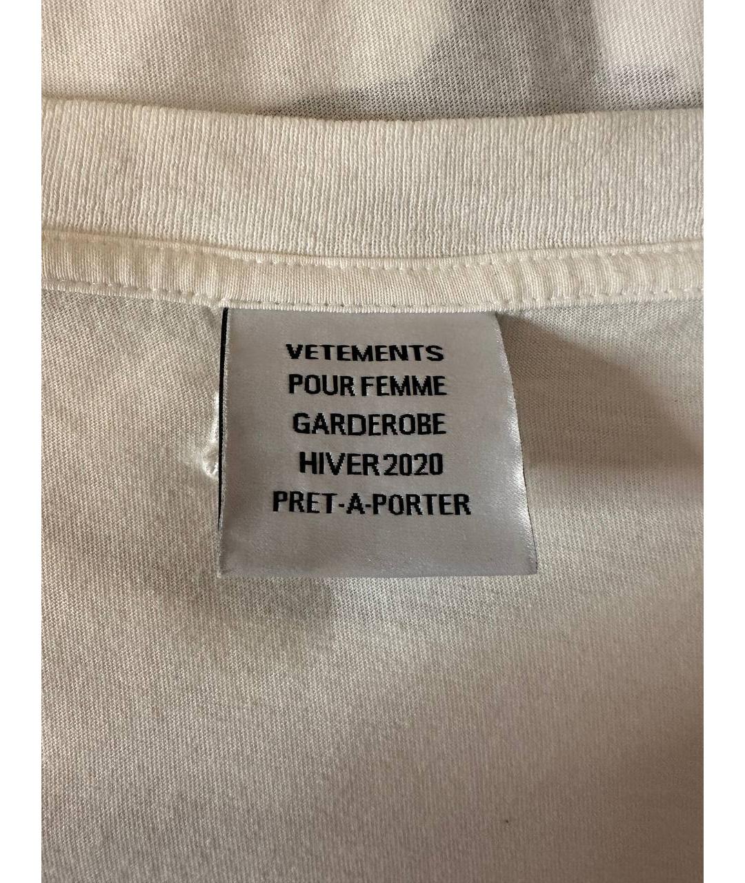 VETEMENTS Белая хлопковая футболка, фото 4